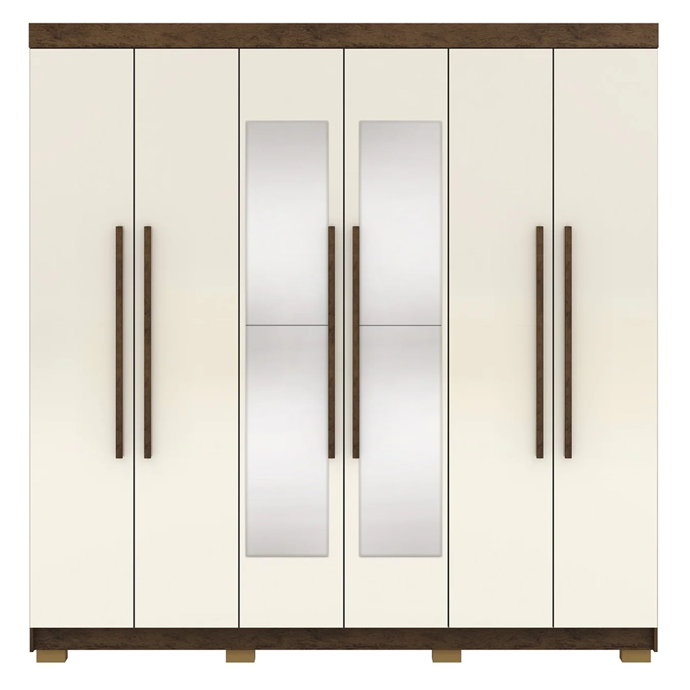 Guarda Roupa Casal 218cm Com Espelho Elegance Imbuia/Champanhe - Vila Rica
