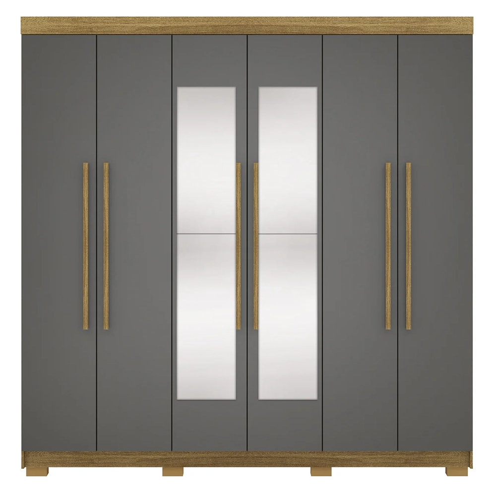Guarda Roupa Casal 218cm Com Espelho Elegance Nature/Alasca - Vila Rica