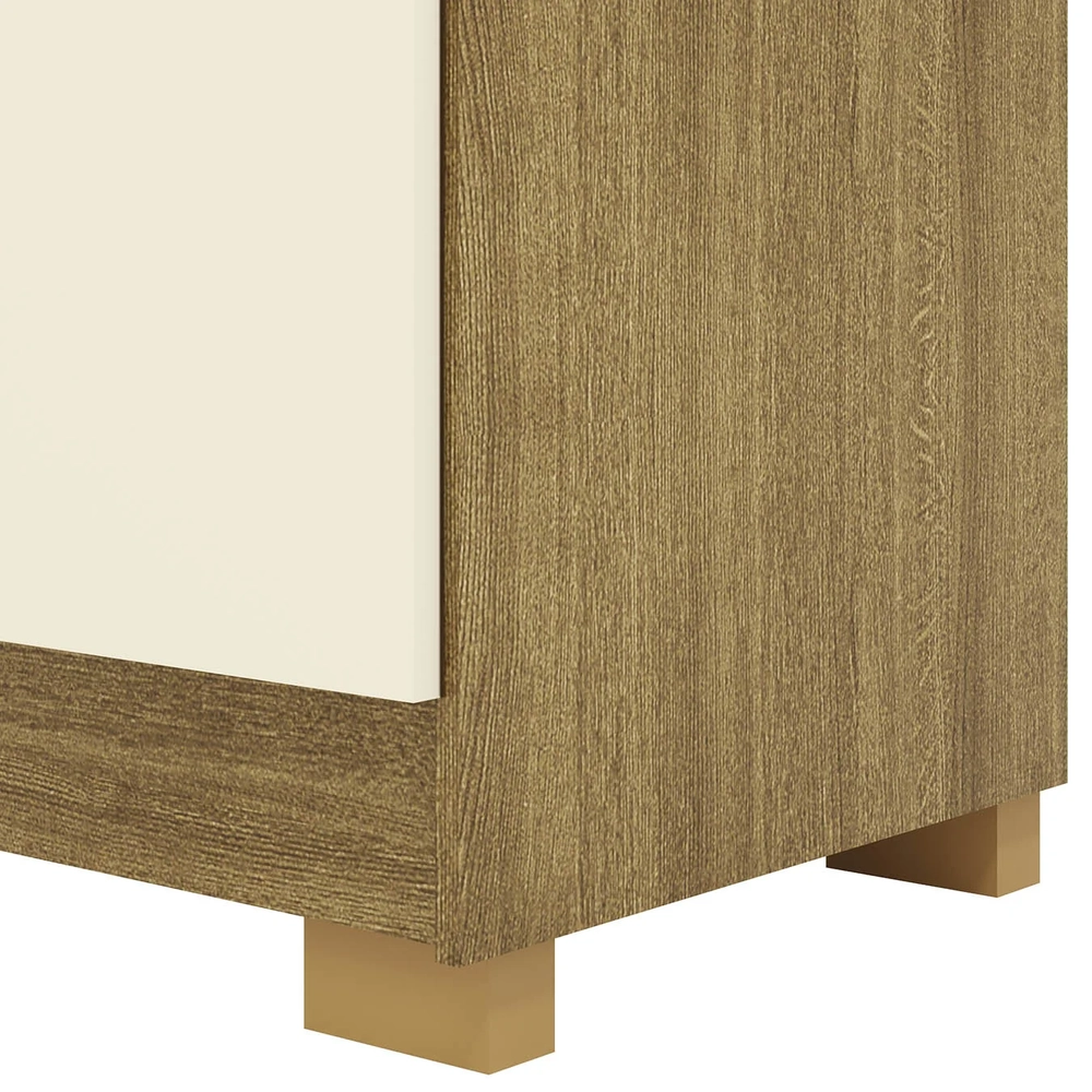 Guarda Roupa Casal 218cm Com Espelho Elegance Nature/Champanhe - Vila Rica