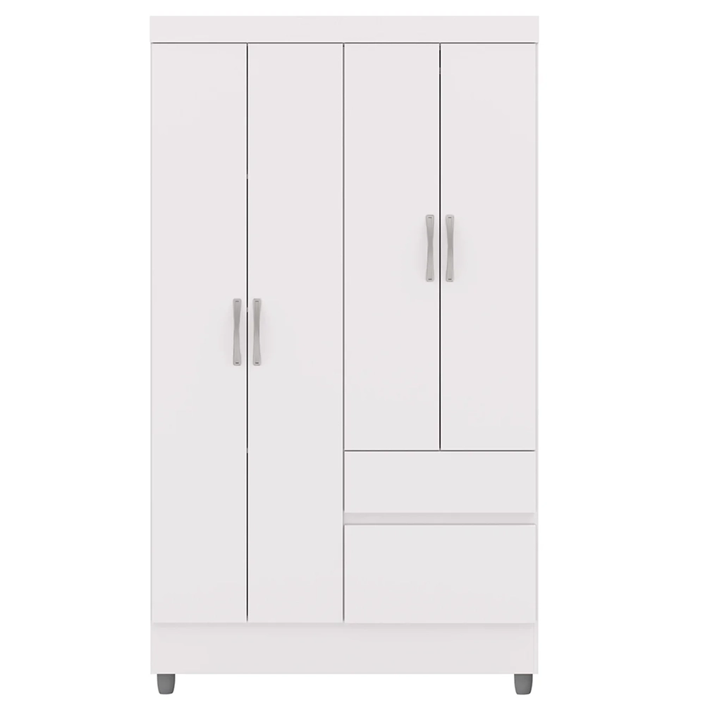 Guarda Roupa Solteiro 103cm Com 4 Portas Ideal Flex Branco - Vila Rica