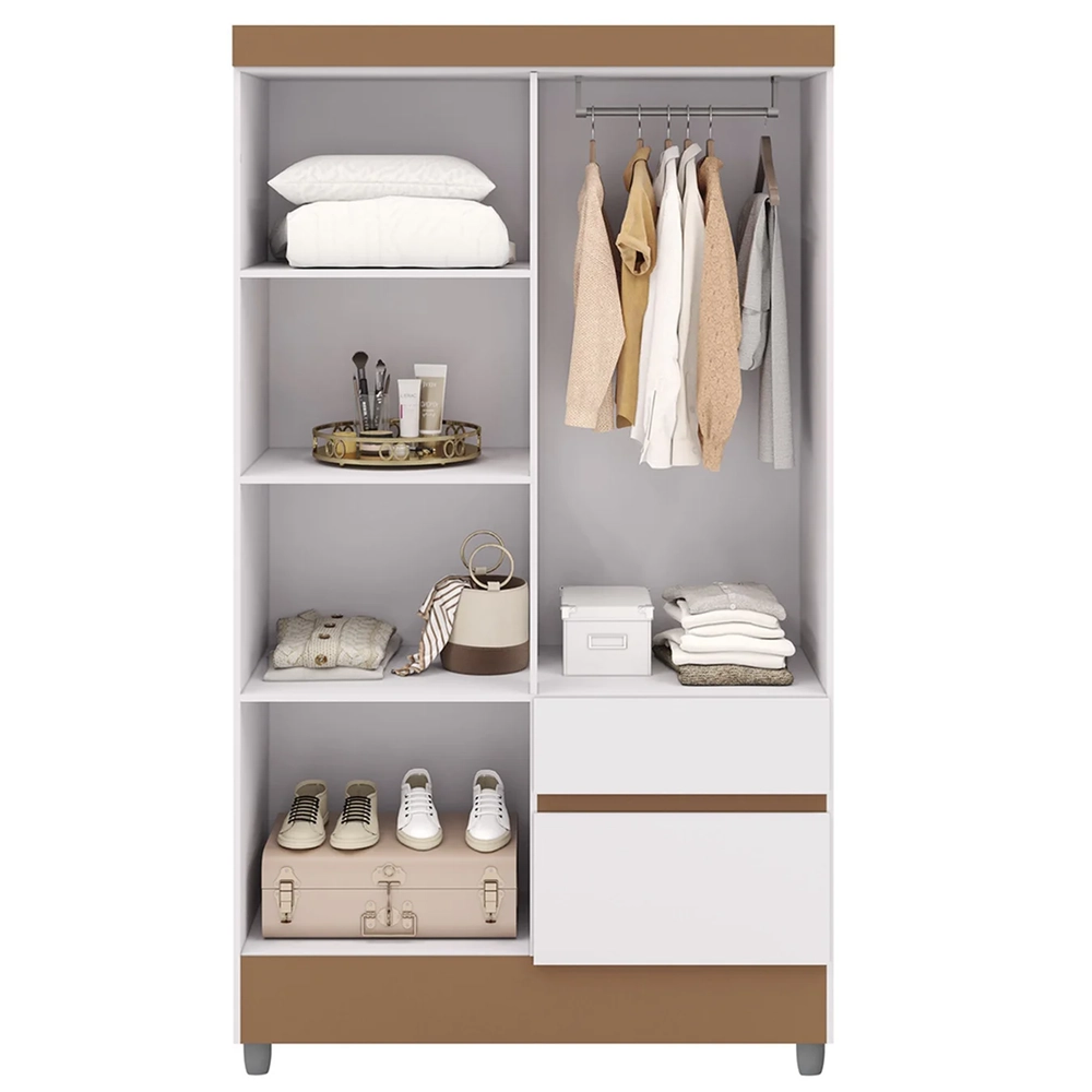 Guarda Roupa Solteiro 103cm Com 4 Portas Ideal Flex Branco - Vila Rica