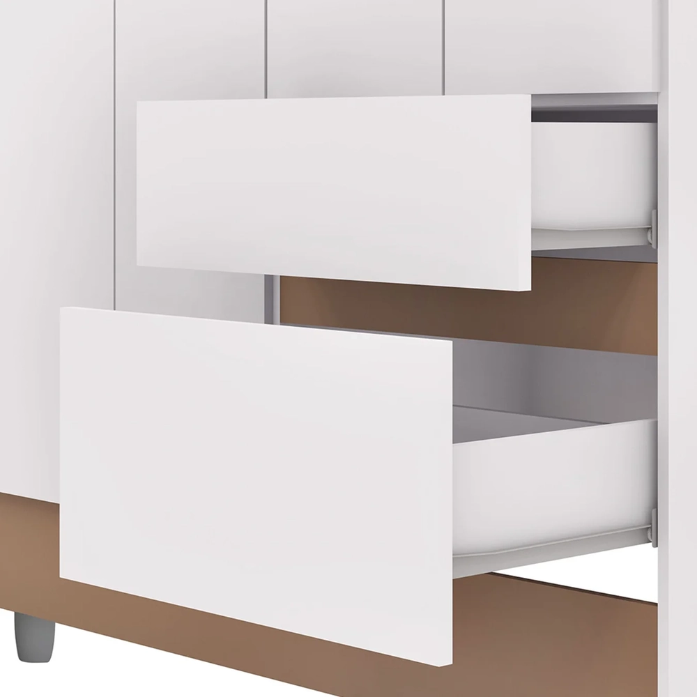 Guarda Roupa Solteiro 103cm Com 4 Portas Ideal Flex Branco - Vila Rica