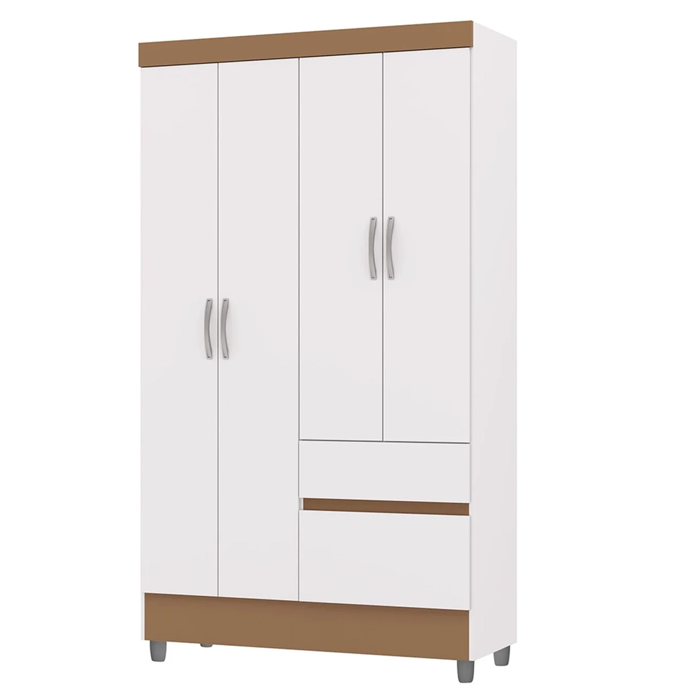 Guarda Roupa Solteiro 103cm Com 4 Portas Ideal Flex Branco - Vila Rica