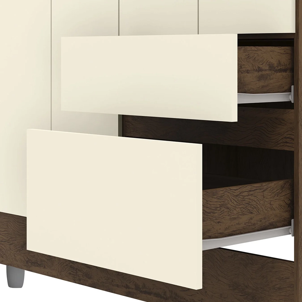 Guarda Roupa Solteiro 103cm Com Espelho Ideal Imbuia/Champanhe - Vila Rica