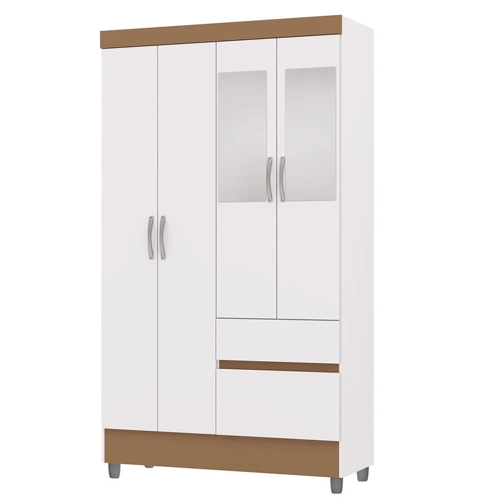 Guarda Roupa Solteiro 103cm Com Espelho Ideal Flex Branco - Vila Rica