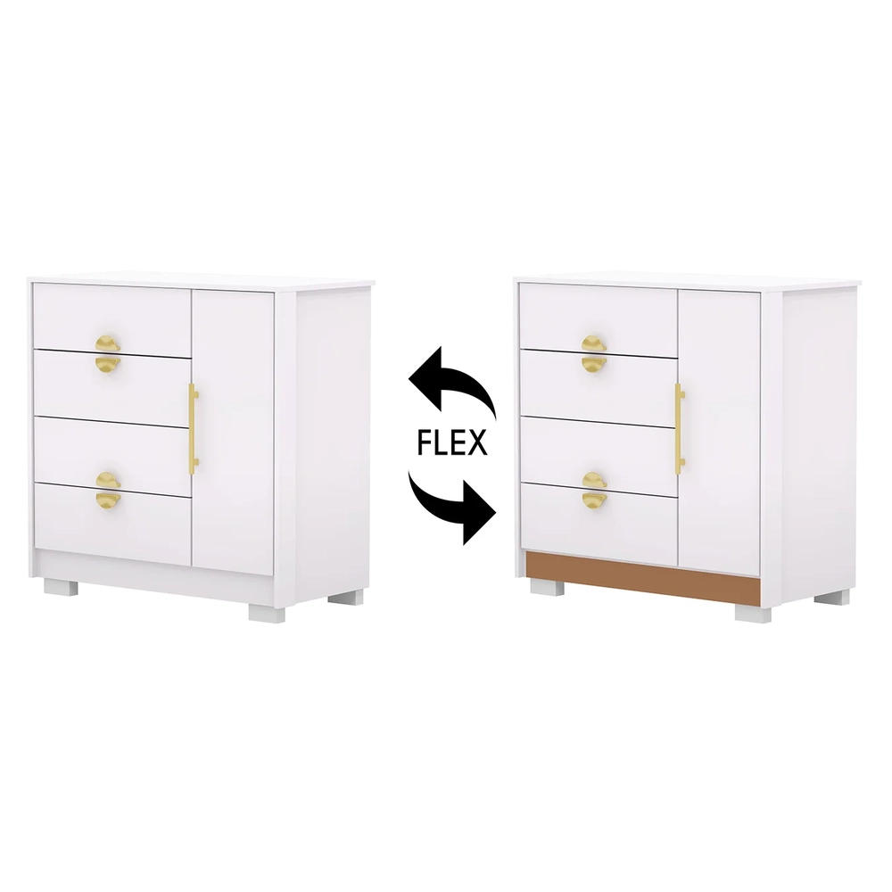 Cômoda Para Quarto 93cm Com 1 Porta Ilha Bela Flex Branco - Vila Rica