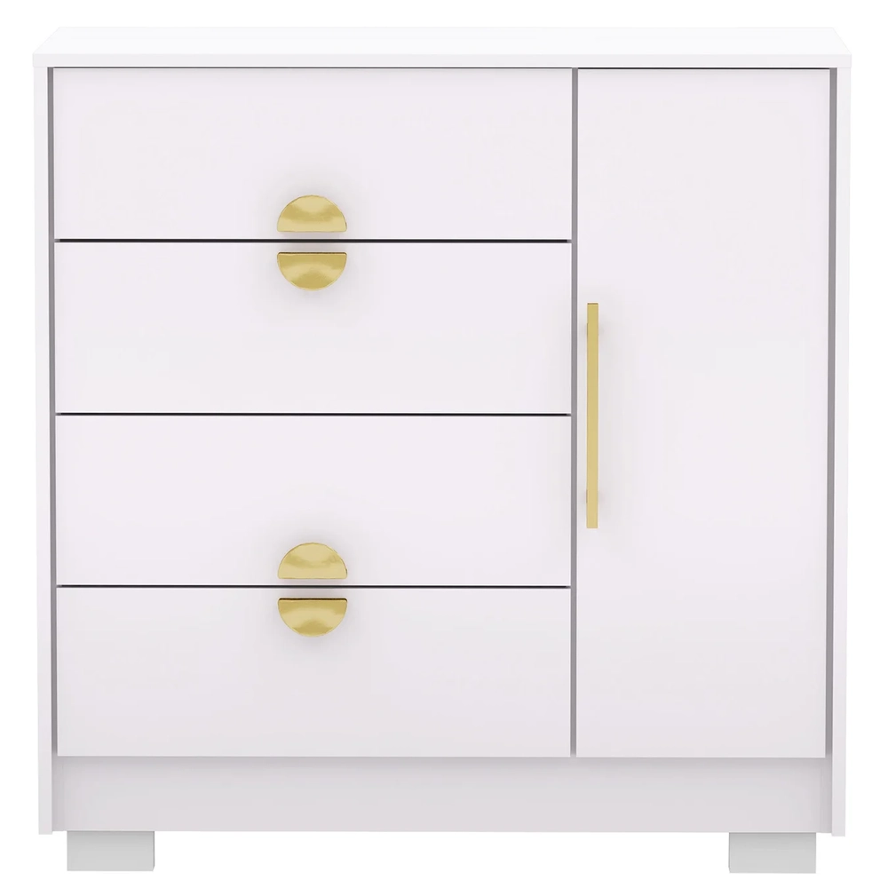 Cômoda Para Quarto 93cm Com 1 Porta Ilha Bela Flex Branco - Vila Rica