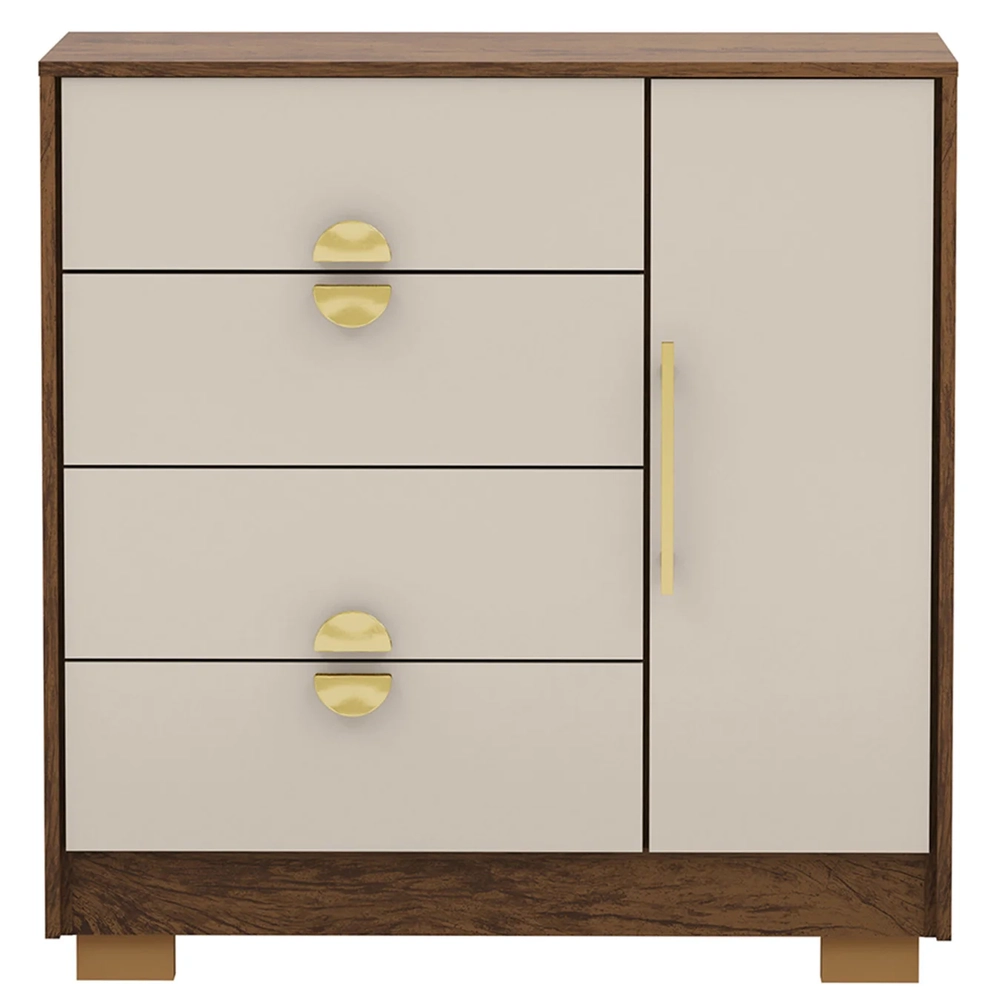 Cômoda Para Quarto 93cm Com 1 Porta Ilha Bela Imbuia/Fendi - Vila Rica