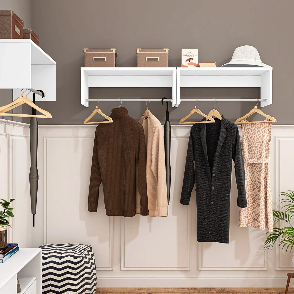 Nicho Cabideiro Suspenso Berlim Branco - Lumil Móveis