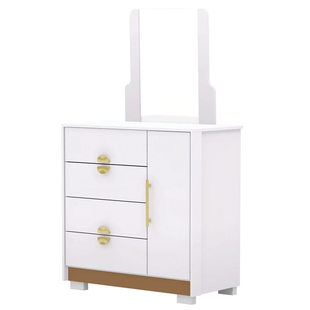 Cômoda Para Quarto 93cm Com Espelho Ilha Bela Flex Branco - Vila Rica