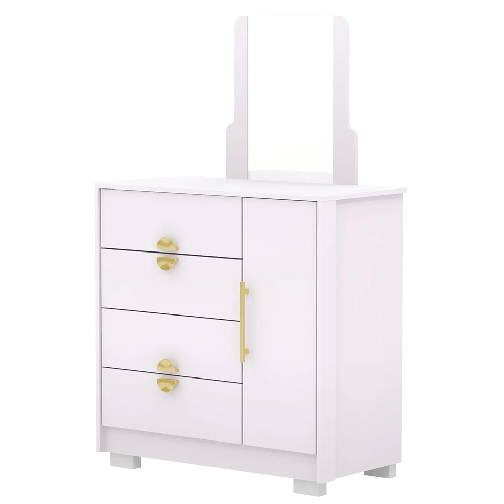 Cômoda Para Quarto 93cm Com Espelho Ilha Bela Flex Branco - Vila Rica