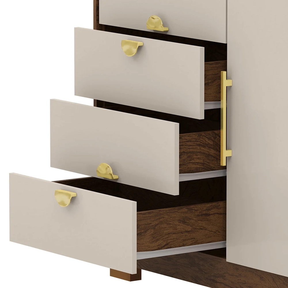 Cômoda Para Quarto 93cm Com Espelho Ilha Bela Imbuia/Fendi - Vila Rica