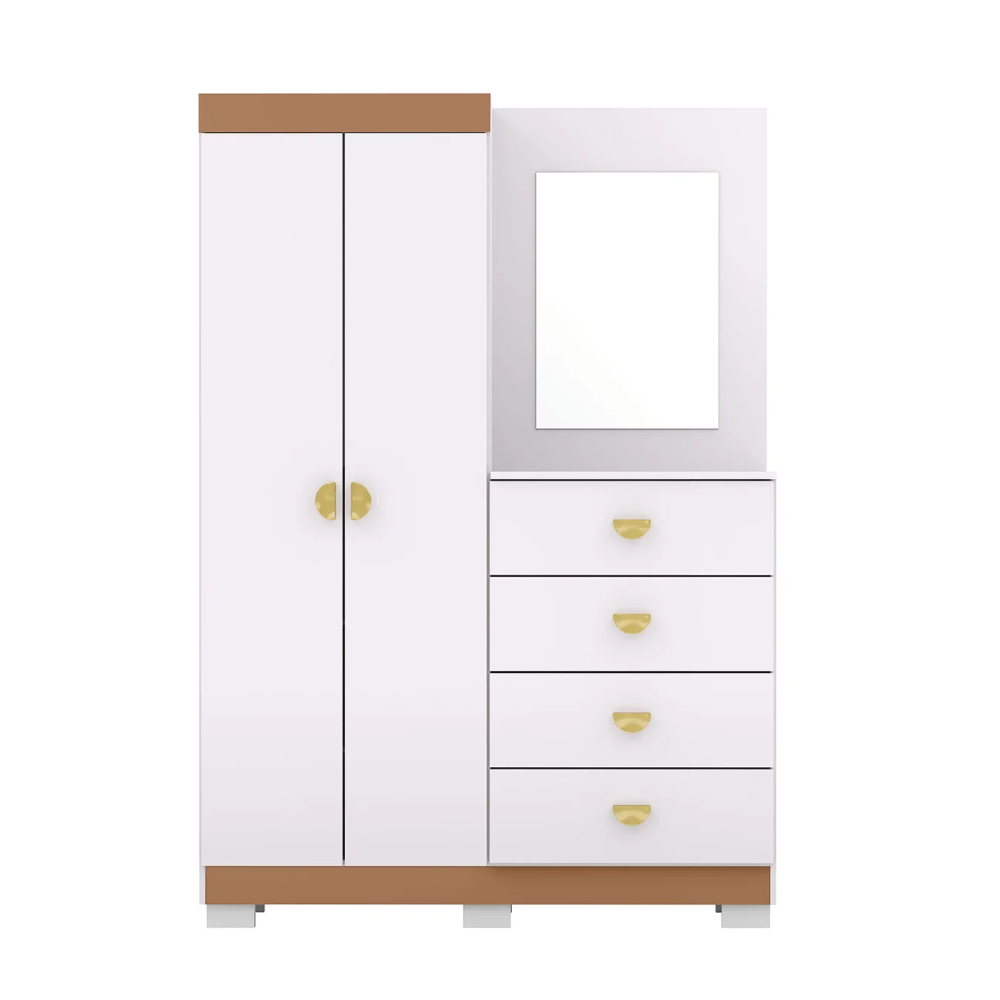 Guarda Roupa Cômoda Com Espelho 120cm Cristal Flex Branco - Vila Rica