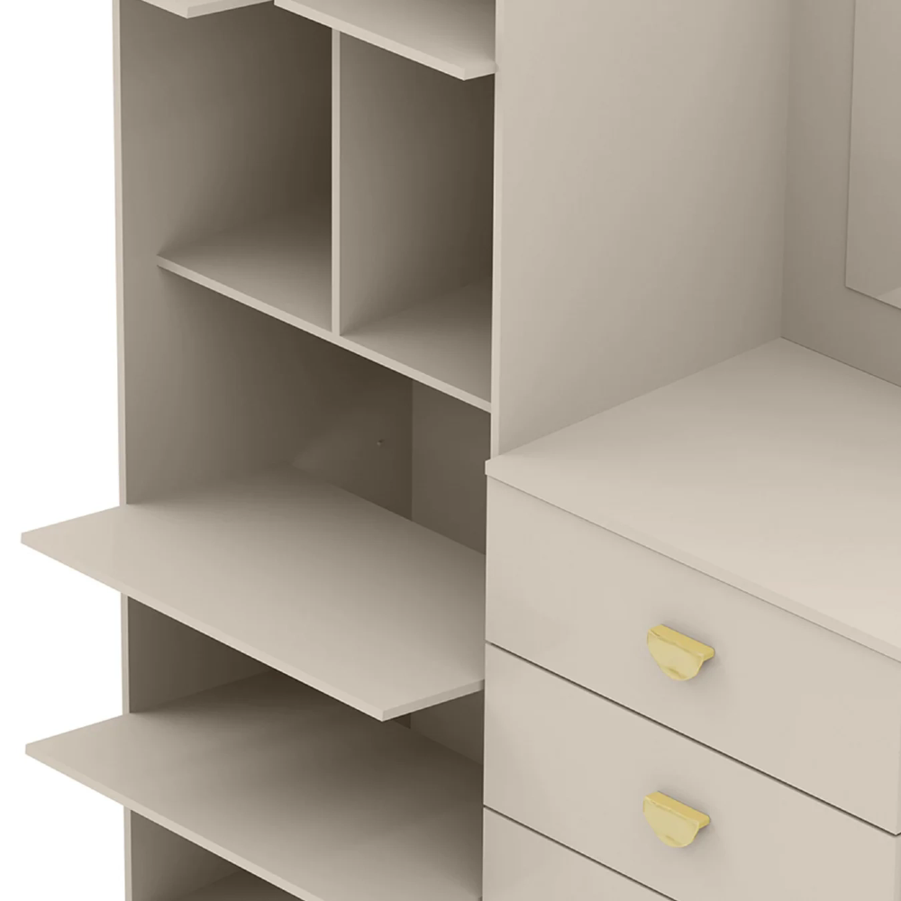 Guarda Roupa Cômoda Com Espelho 120cm Cristal Fendi - Vila Rica