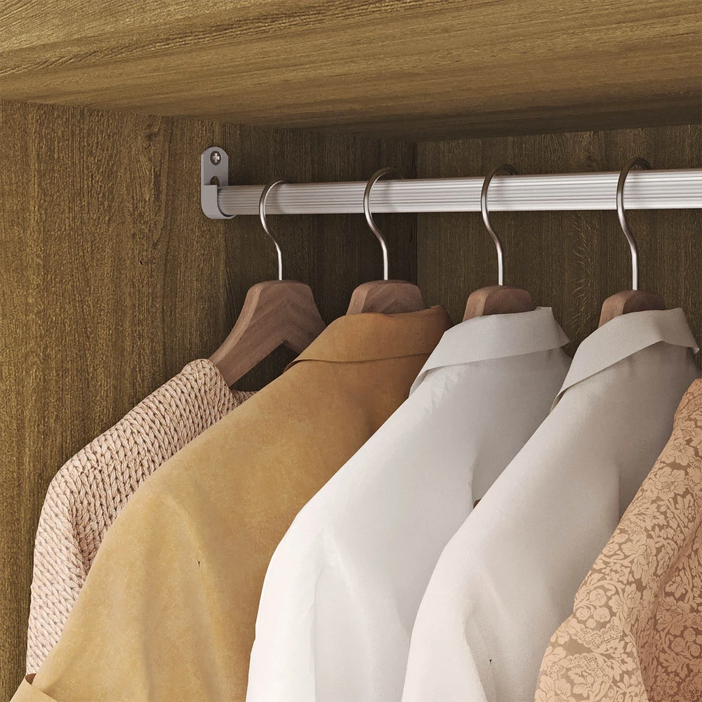 Guarda Roupa Casal 223cm Com Espelho Canadá Nature/Champanhe - Vila Rica