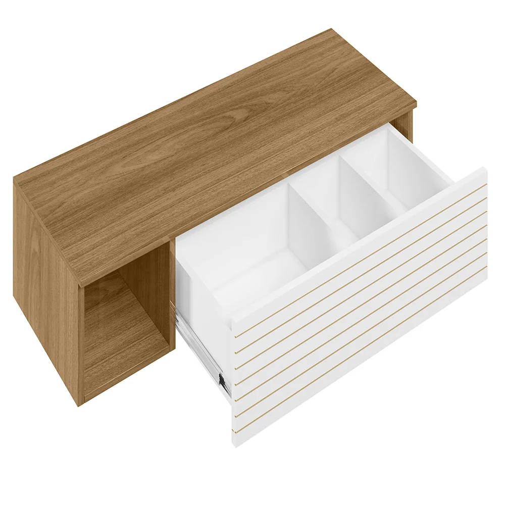 Penteadeira Suspensa com Painel e Espelho Joy Z49 Nature/Branco - Mpozenato