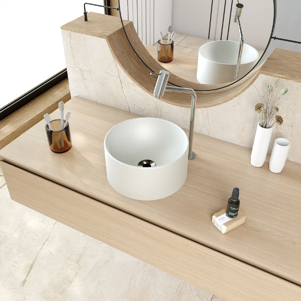 Cuba Pia Para Banheiro Redonda 30cm Celine C08 Cinza - Mpozenato