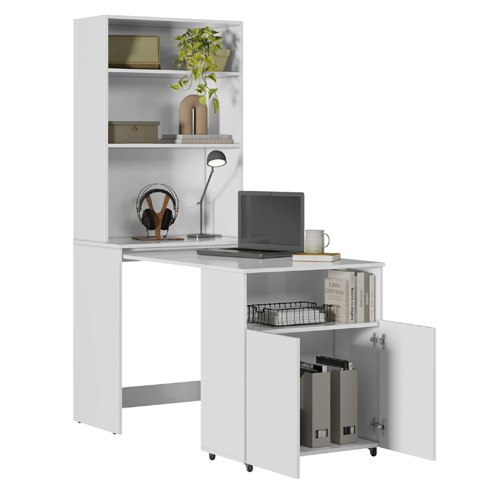 Estante Escrivaninha Para Escritório Home Office Salt Branco Z06 - Mpozenato