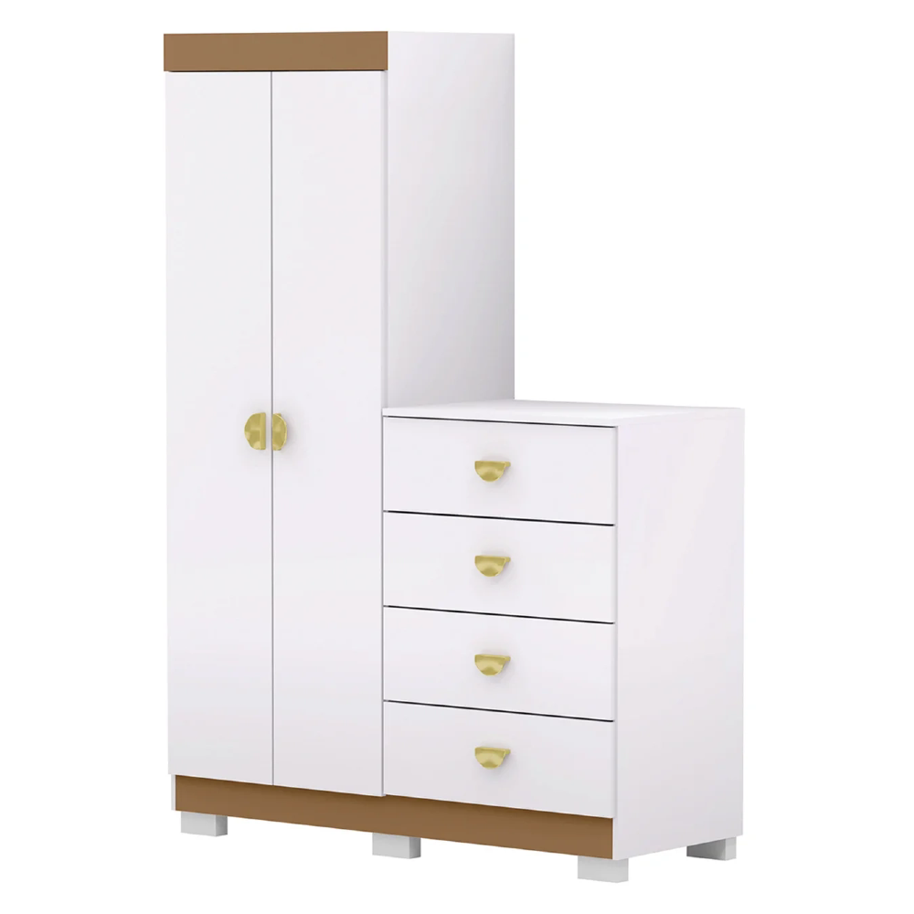 Guarda Roupa Cômoda 4 Gavetas 120cm Cristal Flex Branco - Vila Rica