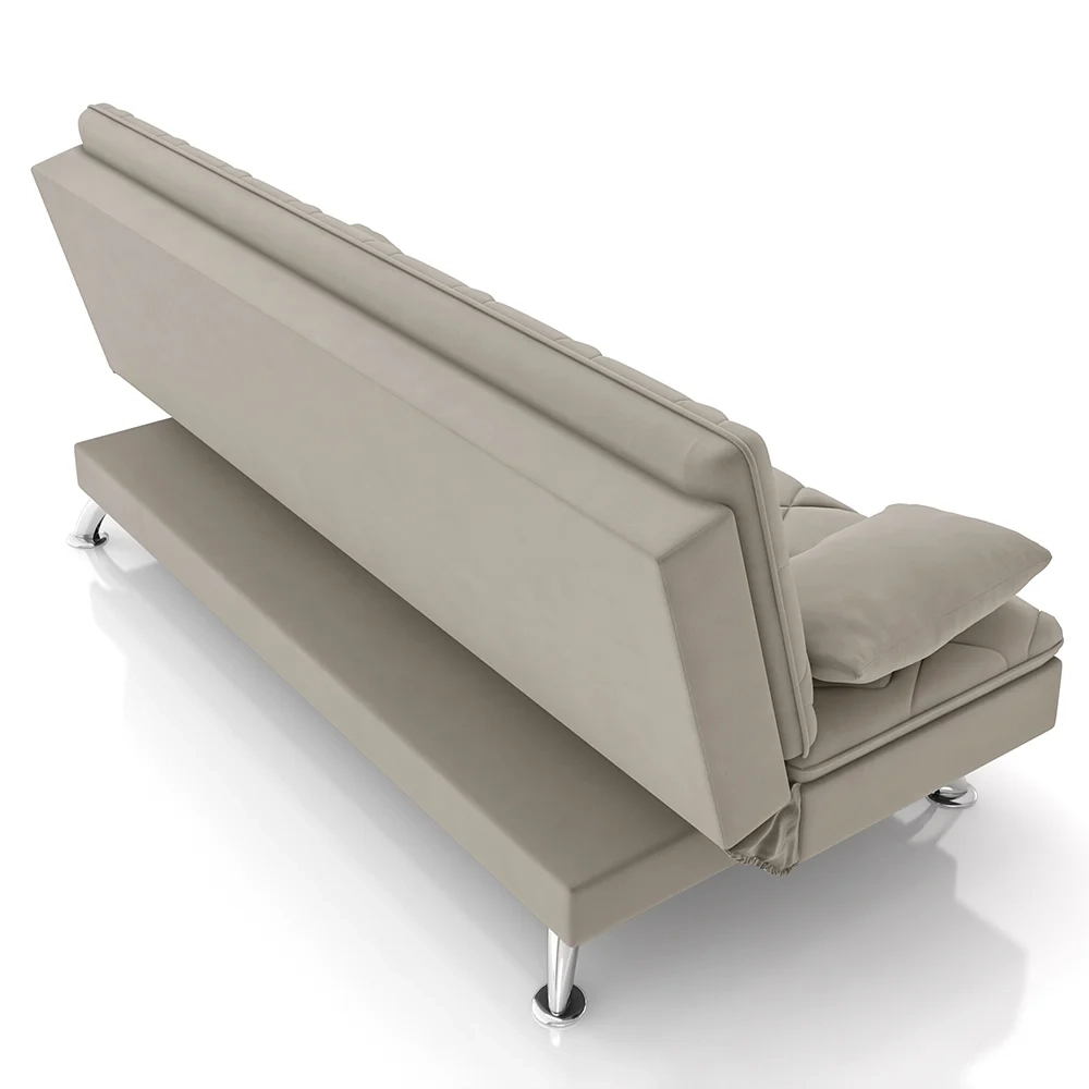 Sofá Cama para Sala de Estar Quarto 193cm Bela Z32 Suede Bege - Mpozenato