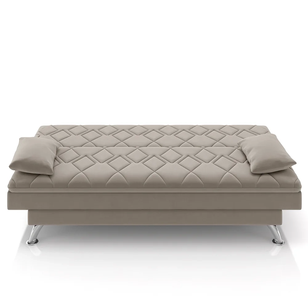 Sofá Cama para Sala de Estar Quarto 193cm Bela Z32 Suede Bege - Mpozenato