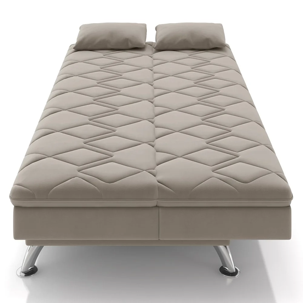Sofá Cama para Sala de Estar Quarto 193cm Bela Z32 Suede Bege - Mpozenato