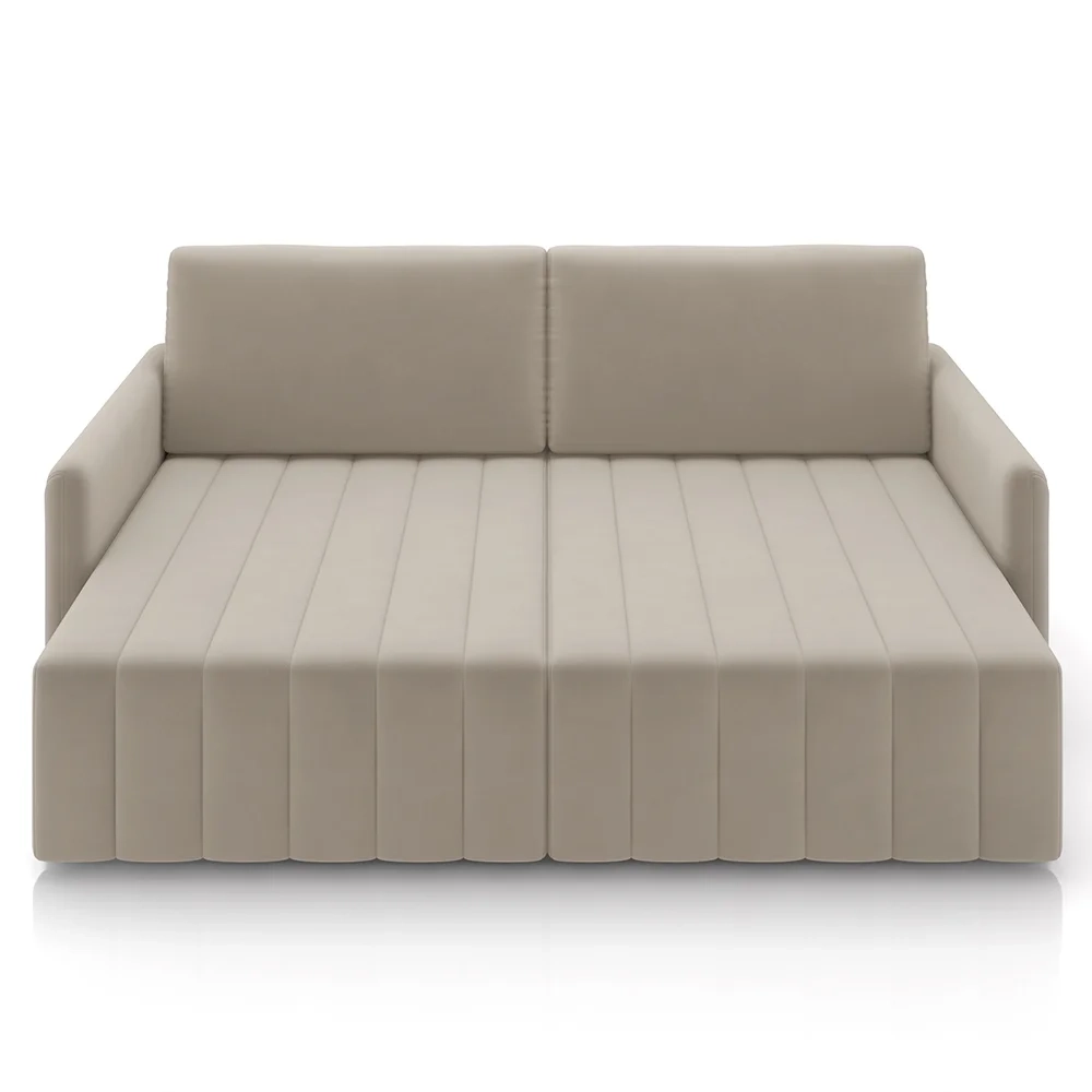 Sofá Cama Casal Retrátil 3 Lugares 220cm Atlas Z32 Suede Bege - Mpozenato