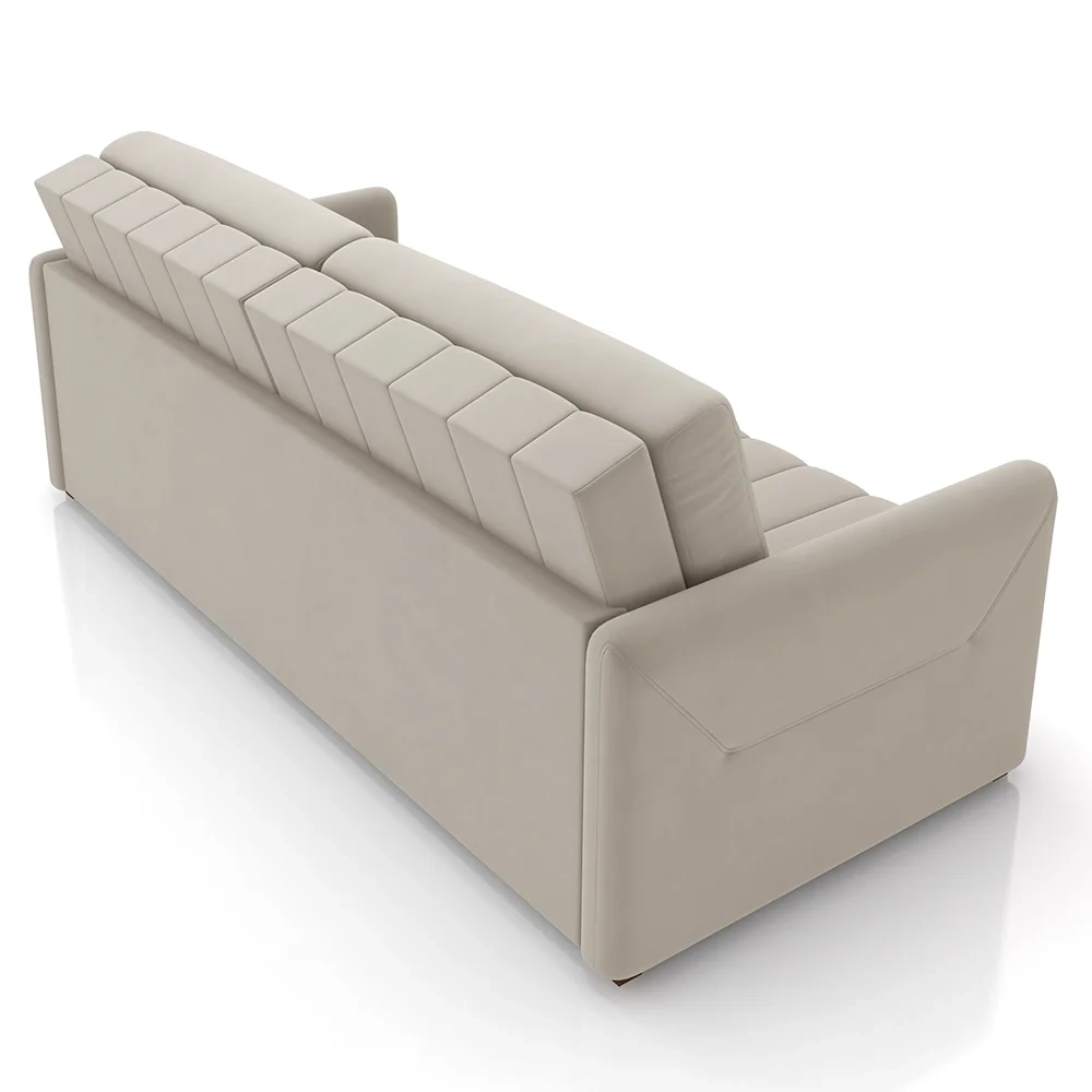 Sofá Cama Casal Retrátil 3 Lugares 220cm Atlas Z32 Suede Bege - Mpozenato