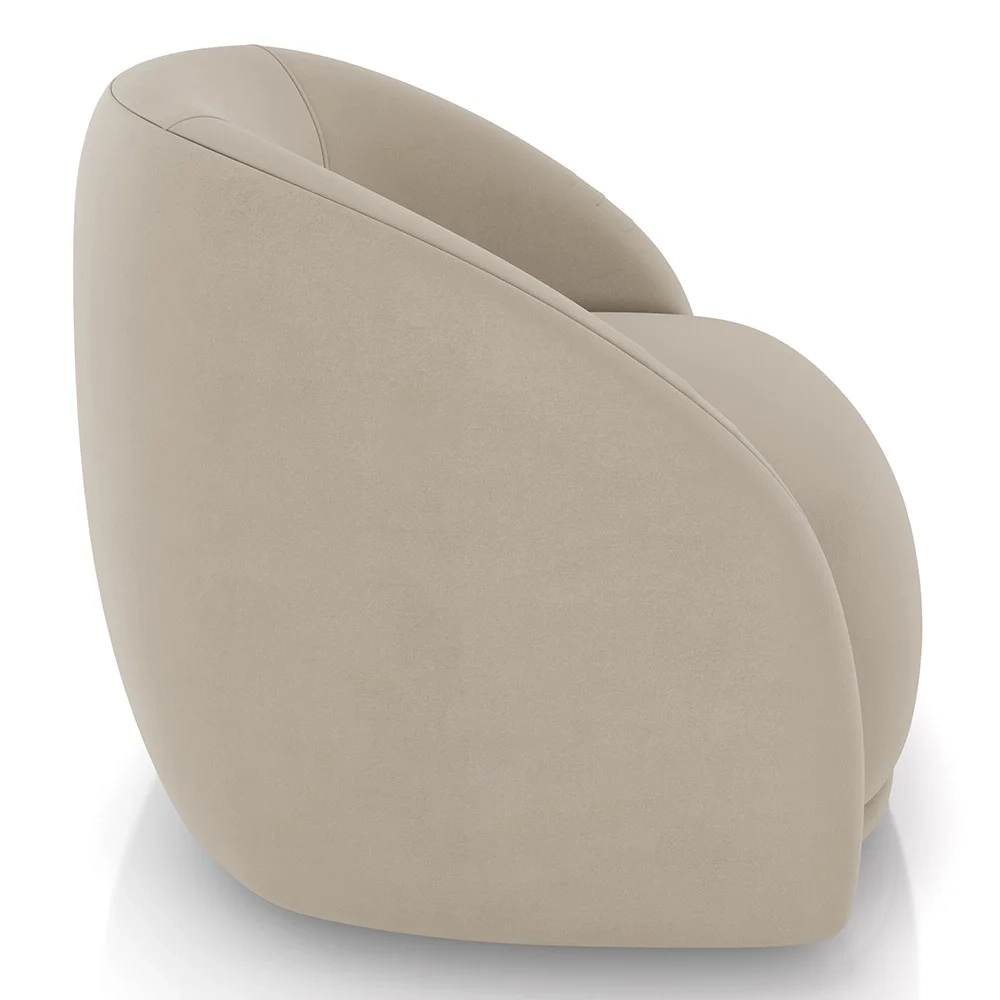 Poltrona Decorativa Orgânica Giratória Lya Z32 Suede Bege - Mpozenato