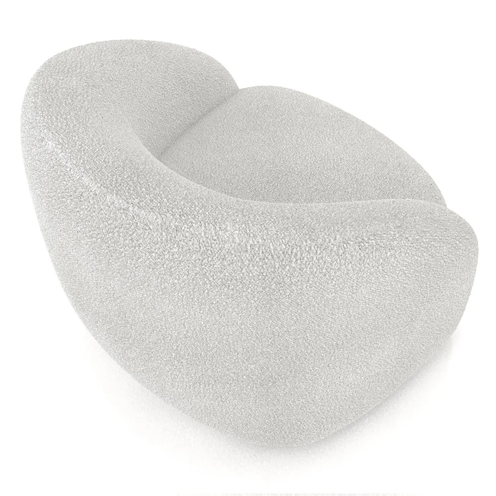 Poltrona Decorativa Orgânica Giratória Lya Z32 Boucle Branco - Mpozenato