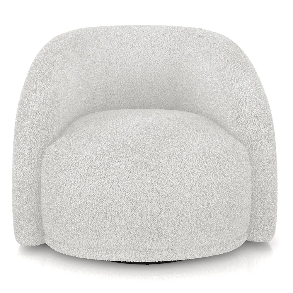 Poltrona Decorativa Orgânica Giratória Lya Z32 Boucle Branco - Mpozenato