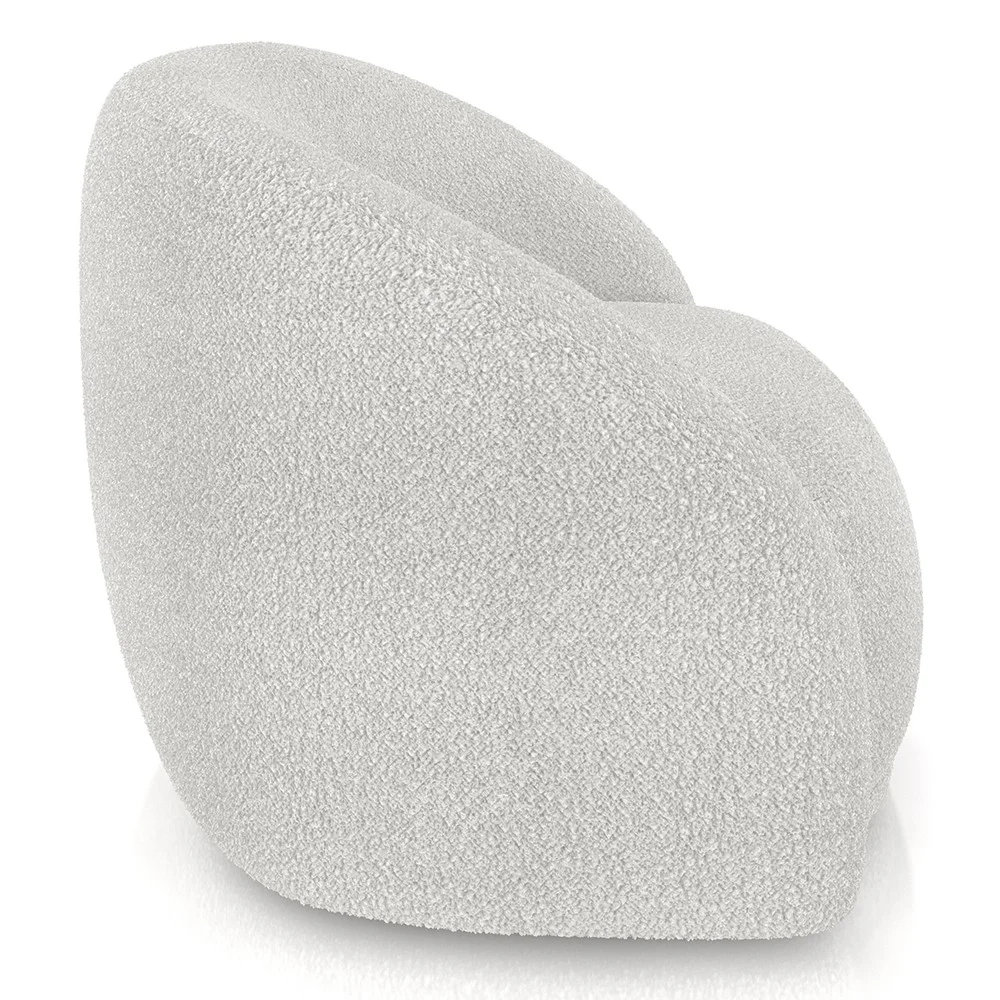 Poltrona Decorativa Orgânica Giratória Lya Z32 Boucle Branco - Mpozenato