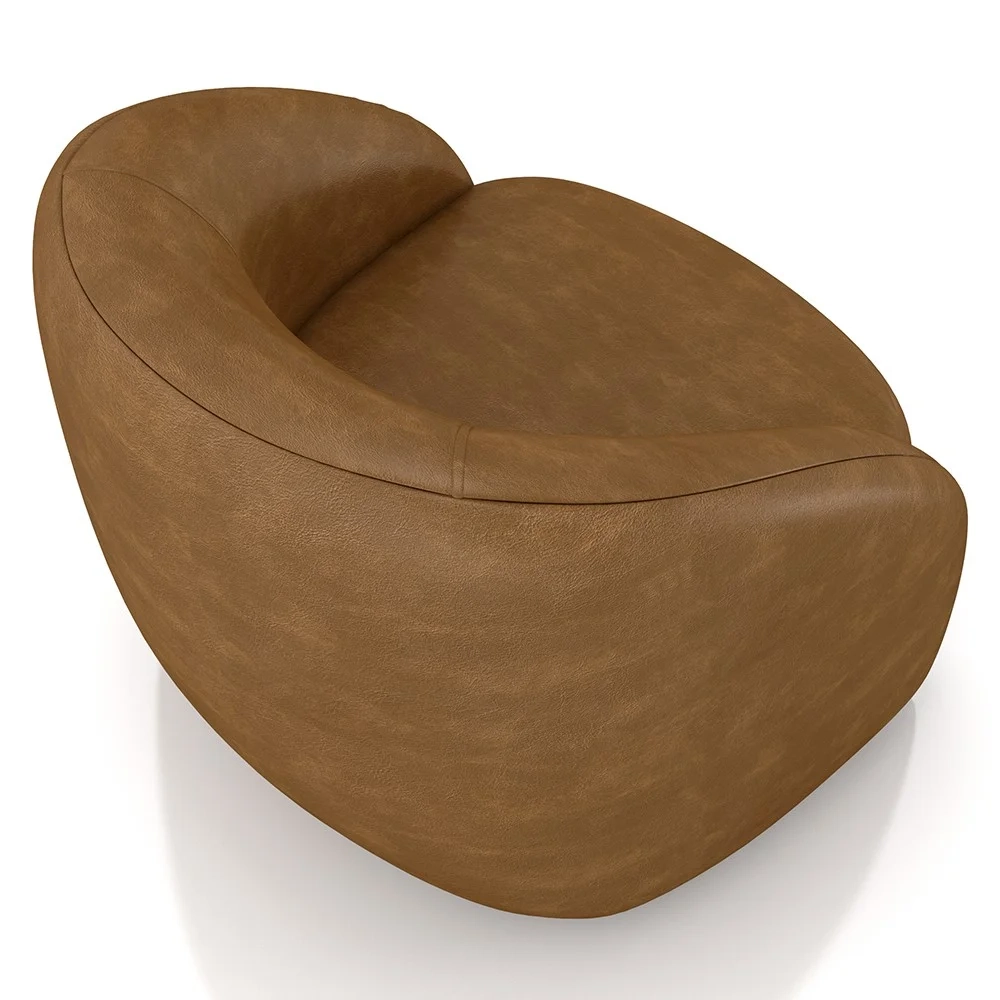 Poltrona Decorativa Orgânica Giratória Lya Z32 Sintético Marrom - Mpozenato