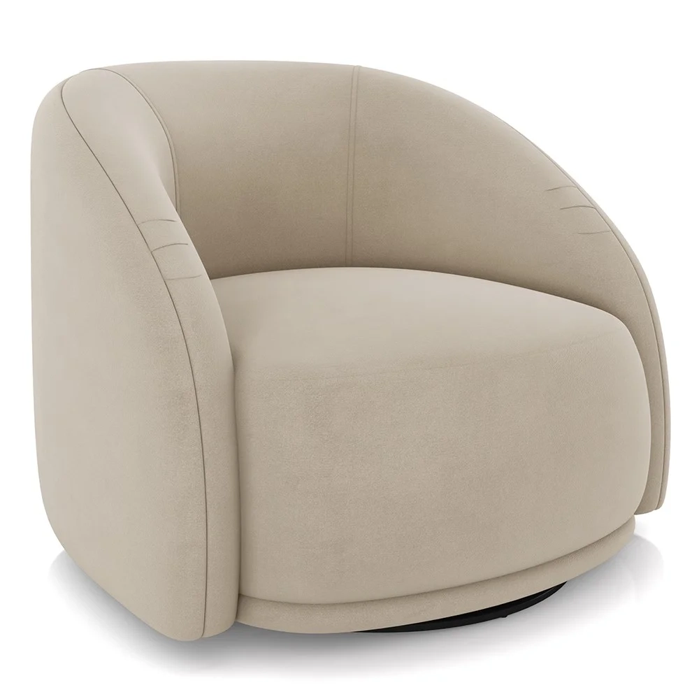 Poltrona Decorativa Orgânica Giratória Kit 2 Lya Z32 Suede Bege - Mpozenato