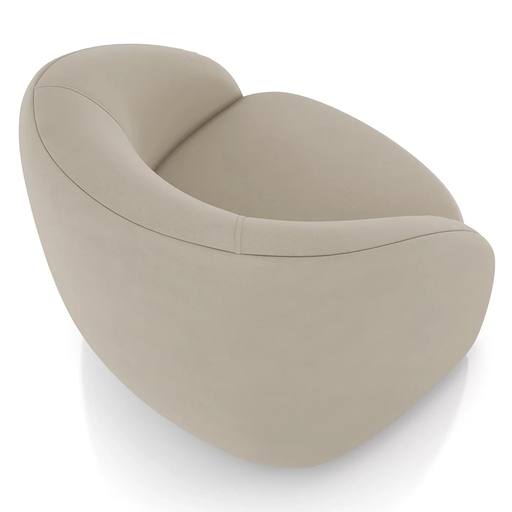 Poltrona Decorativa Orgânica Giratória Kit 2 Lya Z32 Suede Bege - Mpozenato