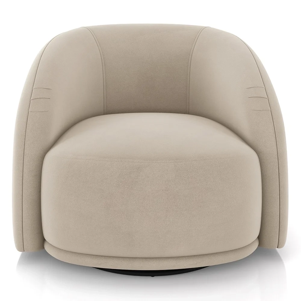 Poltrona Decorativa Orgânica Giratória Kit 2 Lya Z32 Suede Bege - Mpozenato