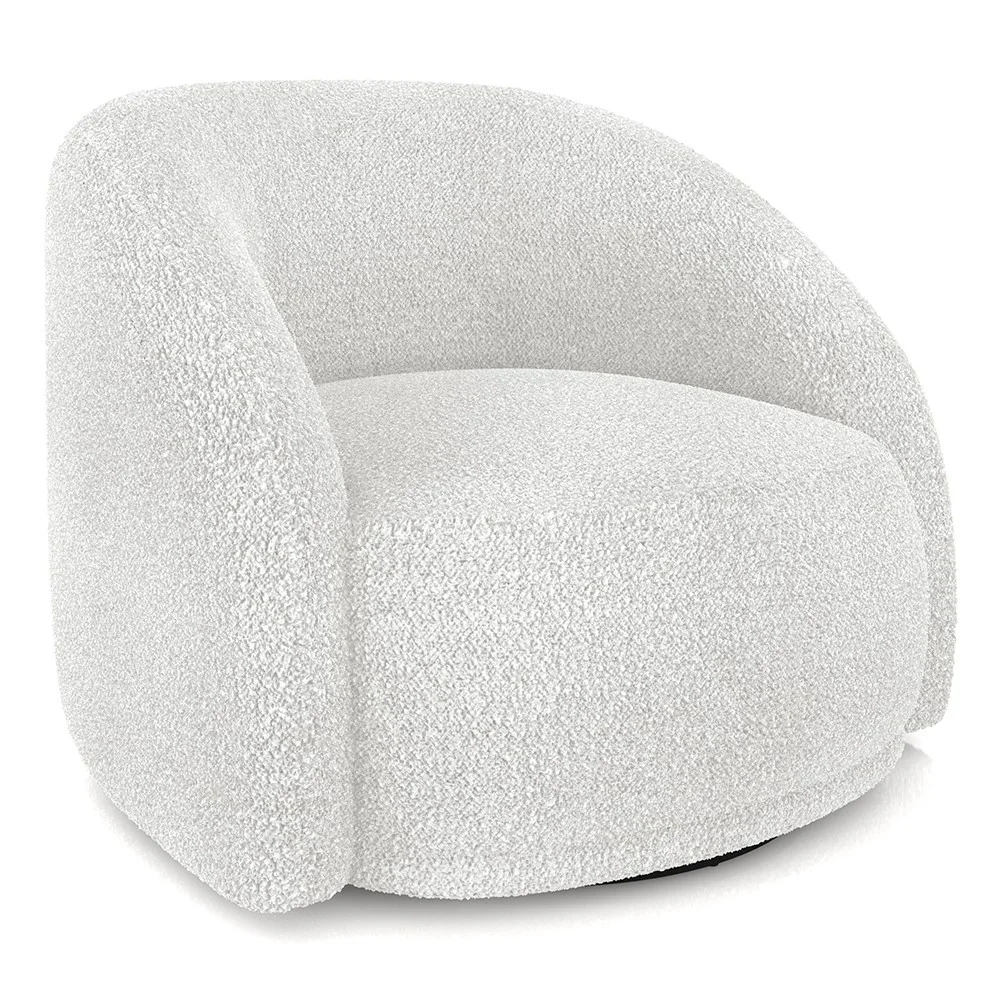 Poltrona Decorativa Orgânica Giratória Kit 2 Lya Z32 Boucle Branco - Mpozenato