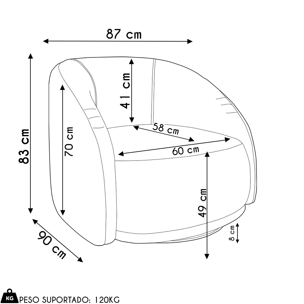 Poltrona Decorativa Orgânica Giratória Kit 2 Lya Z32 Sintético Marrom - Mpozenato