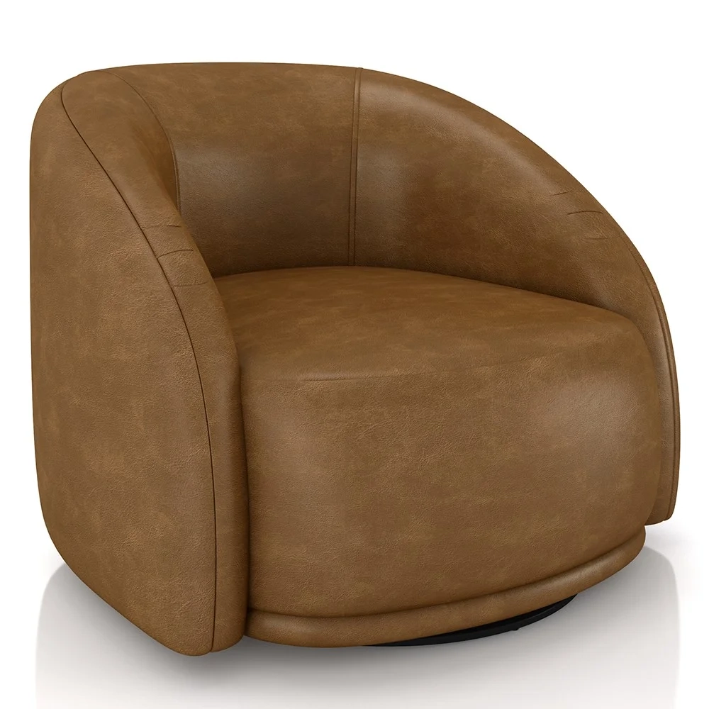 Poltrona Decorativa Orgânica Giratória Kit 2 Lya Z32 Sintético Marrom - Mpozenato