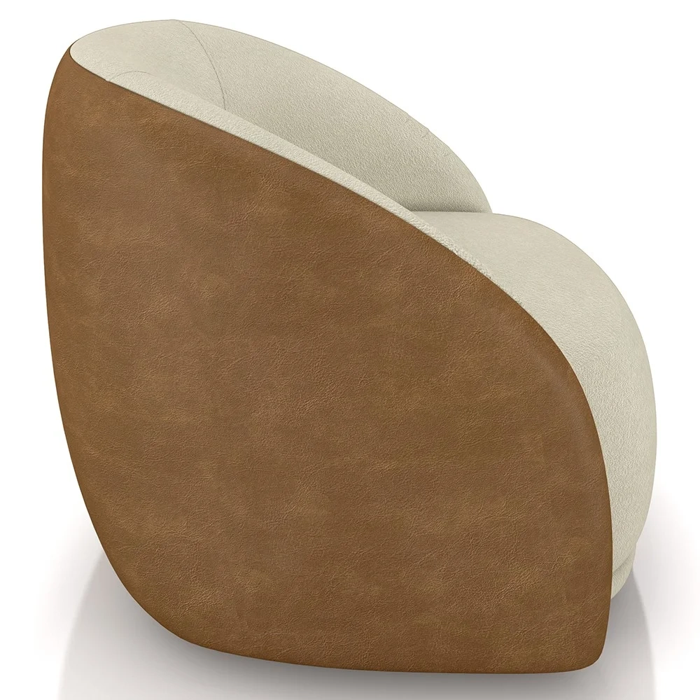 Poltrona Decorativa Giratória Kit 2 Lya Z32 Boucle Bege/Sintético Marrom - Mpozenato