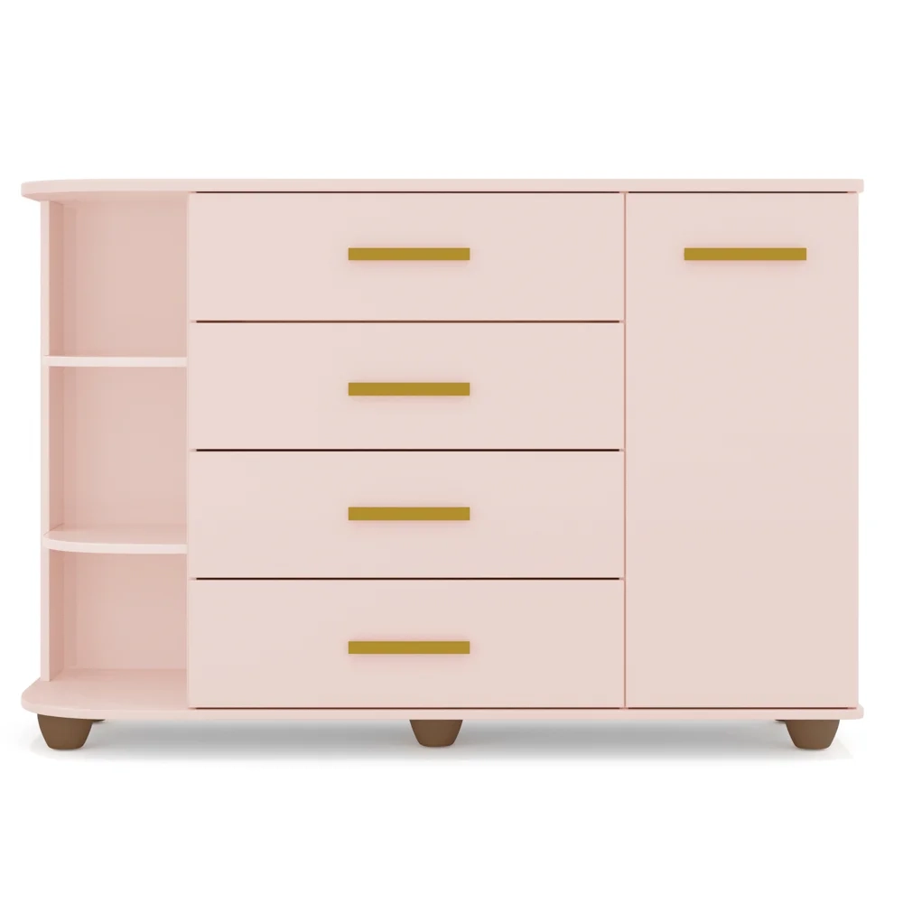 Cômoda Infantil com Cantoneira e 4 Gavetas 100% MDF New Lorena Rosê - Phoenix