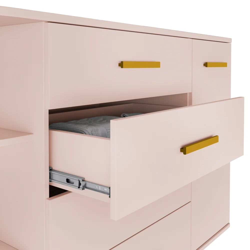 Cômoda Infantil com Cantoneira e 4 Gavetas 100% MDF New Lorena Rosê - Phoenix