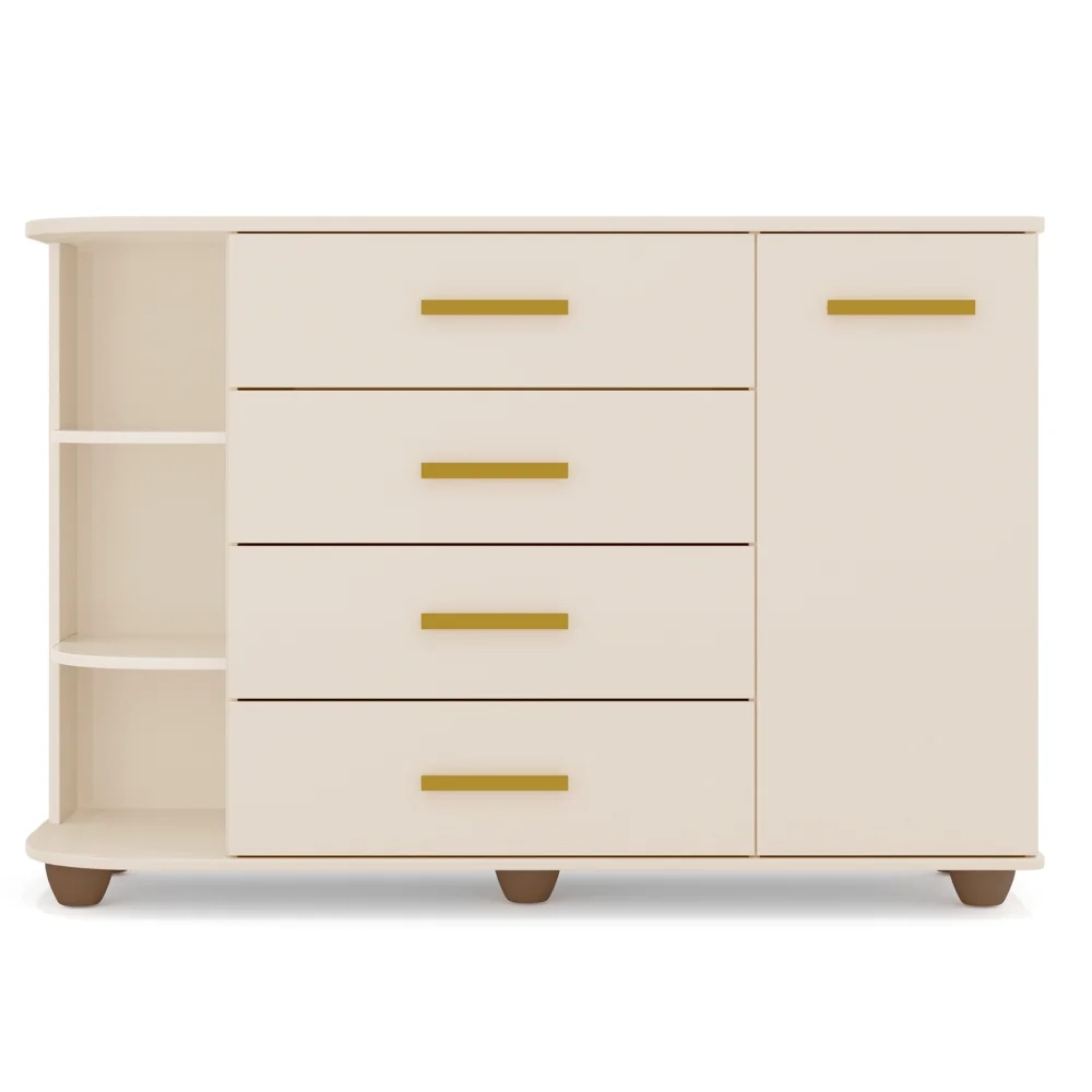 Cômoda Infantil com Cantoneira e 4 Gavetas 100% MDF New Lorena Off White - Phoenix