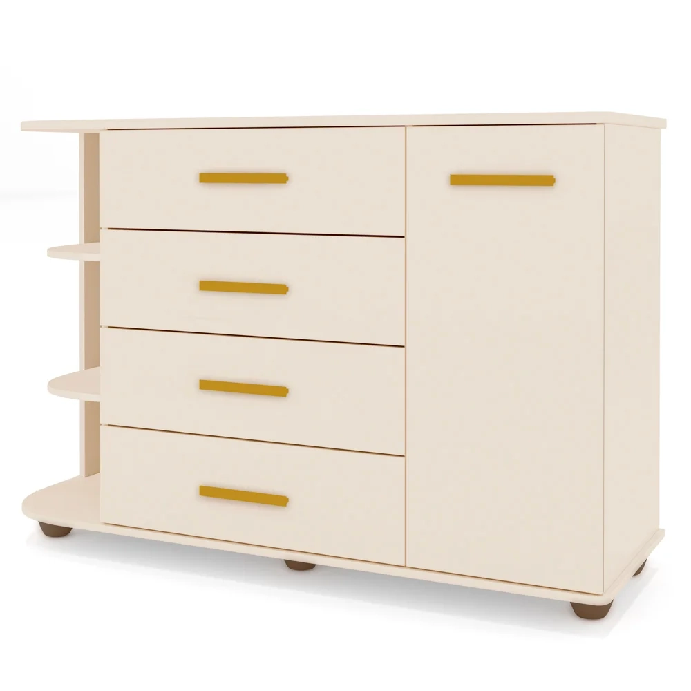 Cômoda Infantil com Cantoneira e 4 Gavetas 100% MDF New Lorena Off White - Phoenix