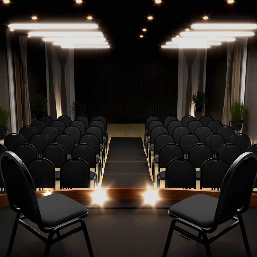 Cadeira Hoteleira Auditório Empilhável Sintético Z33 Preto - Mpozenato