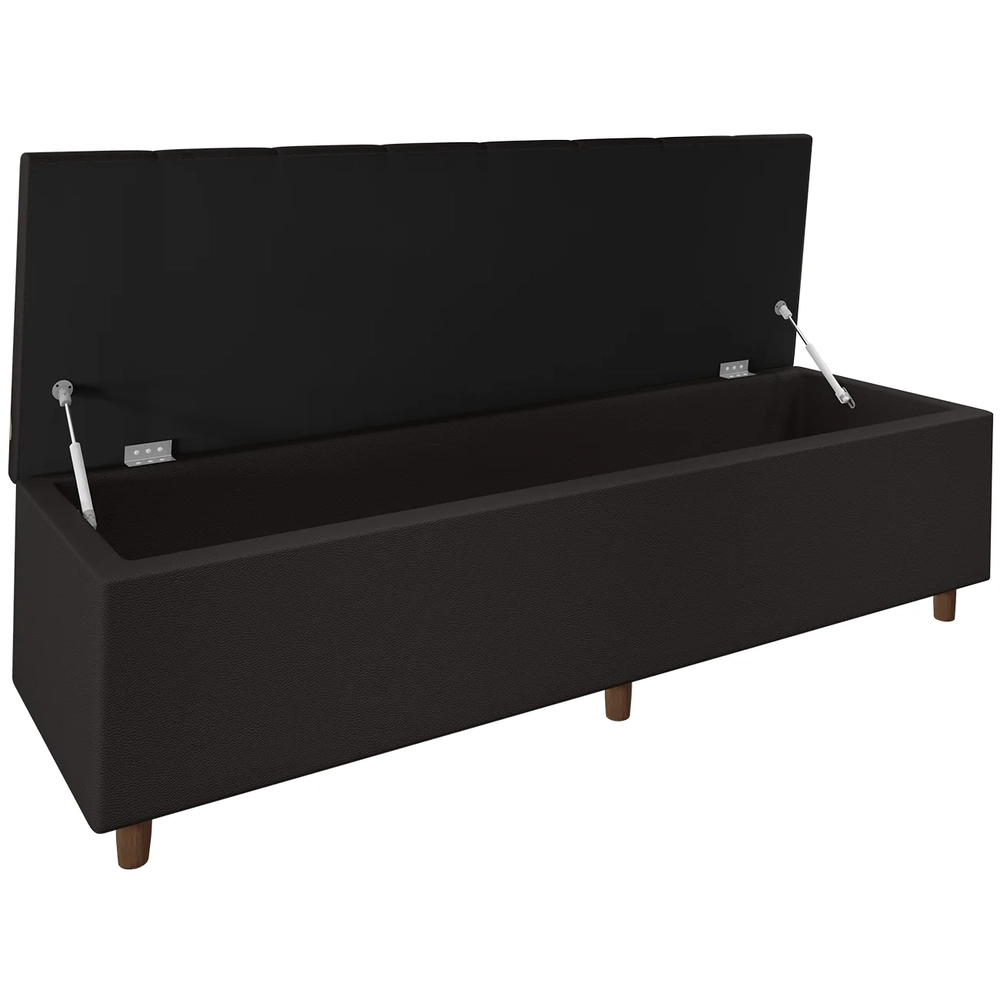 Recamier Baú Estofado Casal 140cm Horus Sintético Marrom Z04 - Mpozenato 
