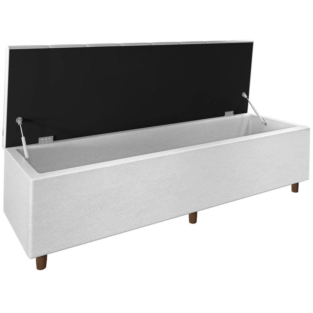 Recamier Baú Estofado King 193cm Horus Sintético Branco Z04 - Mpozenato 