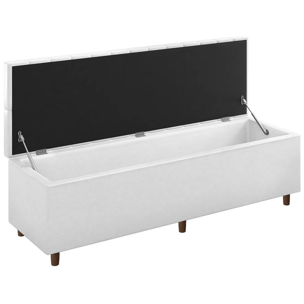 Recamier Baú Estofado King 193cm Indra Sintético Branco Z04 - Mpozenato 