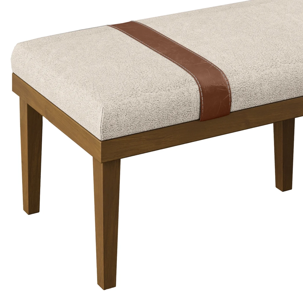 Recamier Puff Estofado Casal 140cm Shiva Boucle Bege Z04 - Mpozenato