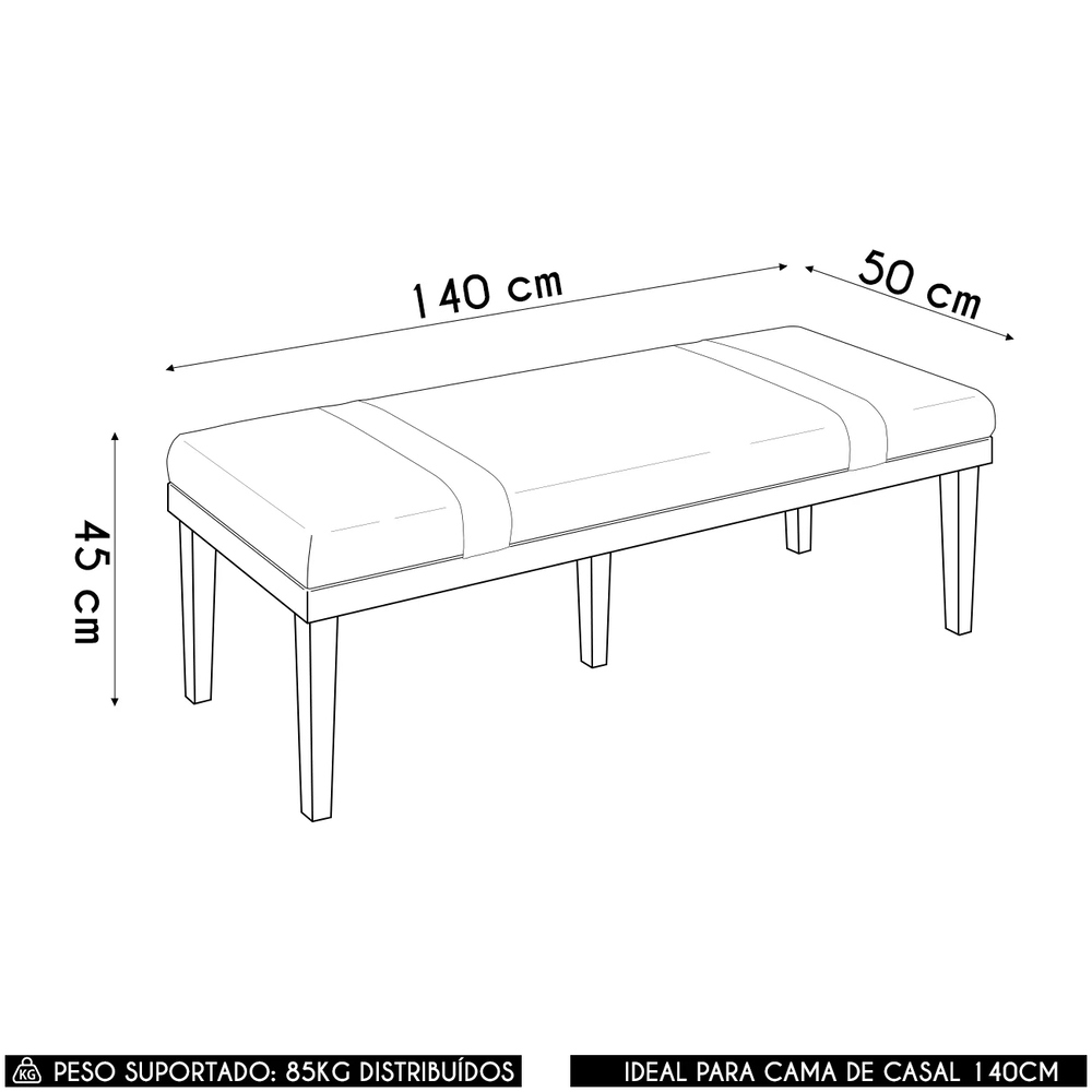 Recamier Puff Estofado Casal 140cm Shiva Boucle Bege Z04 - Mpozenato